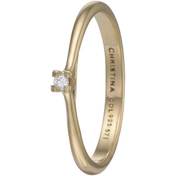 Model 6.1.B-51, klassisk solitaire ring med 0,03 ct labgrown diamant hos Guldsmykket.dk